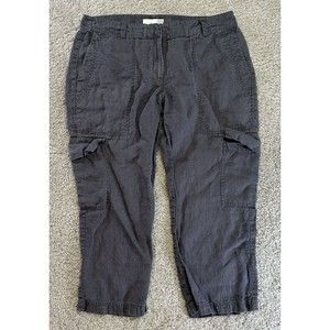 Eileen Fisher Cargo Capri Pants Womens 6 Gray 100% Organic Linen
